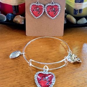Tampa Bay Buccaneers Charm Bracelet and Earring Set